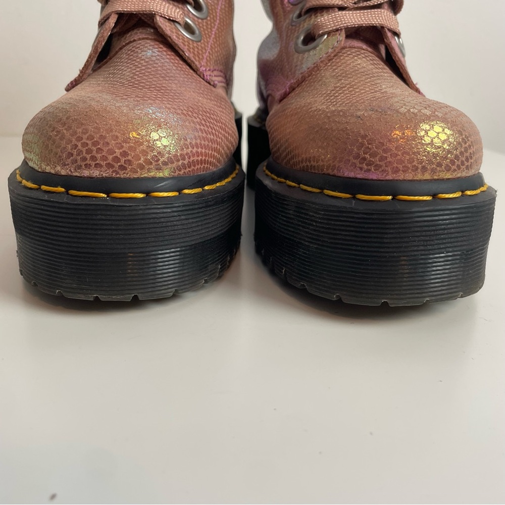 Dr Martens Molly Pink Iridescent Leather Platform Boots Women’s US 7 / EU 38 - Picture 13 of 16